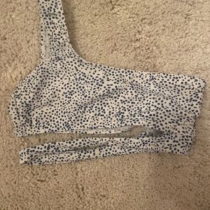 Bikini top- Blue poka- dot one shoulder S